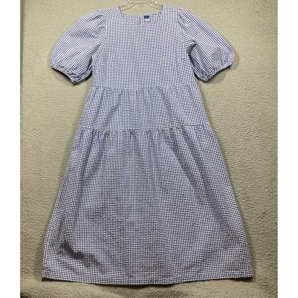 Old Navy Dresses & Skirts - Old Navy Midi Dress Womens Large Blue Gingham Puff Sleeve Tiered Dorothy Cottage